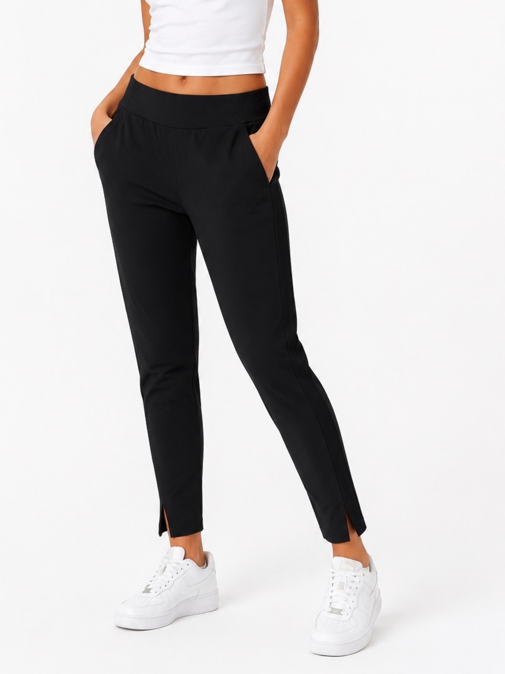 Athleta Brooklyn Ankle Pant Black Travel Pull-On Stretch 2P Petite